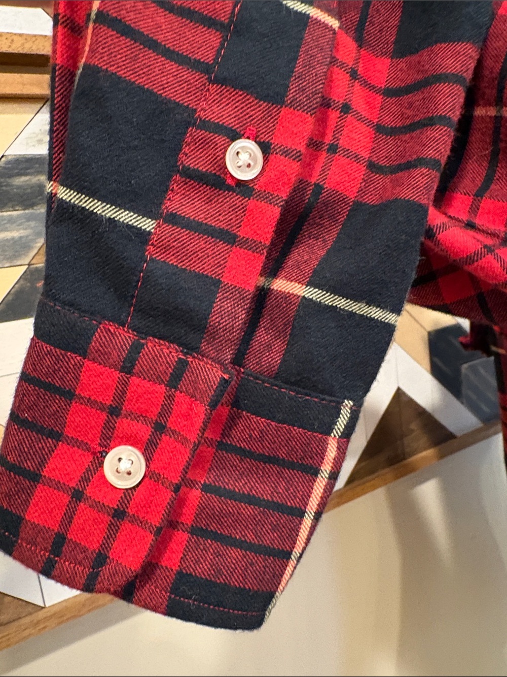 Vintage Ralph Lauren Red and Black Plaid Flannel Cotton Button-Up Ruffle Top 6 - Picture 9 of 11